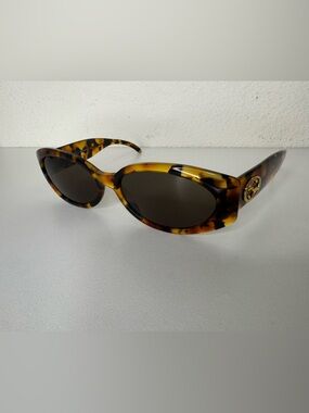Gucci Tortoiseshell Oval Sunglasses - Gold Logo